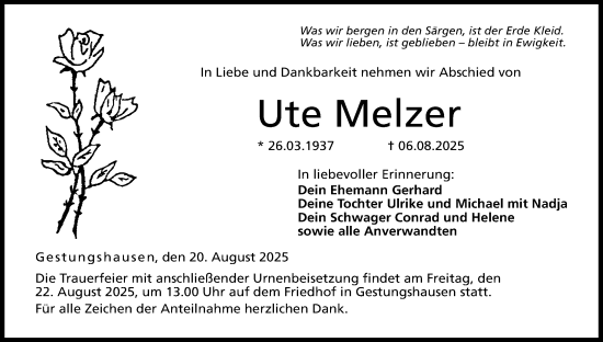 Anzeige von Ute Melzer von MGO