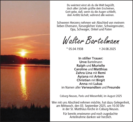 Anzeige von Walter Bartelmann von MGO