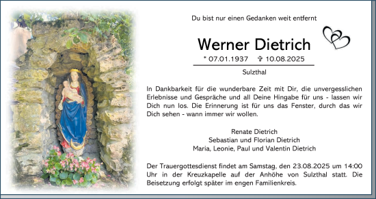 Anzeige von Werner Dietrich von MGO