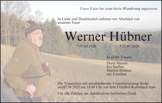 Anzeige von Werner Hübner von MGO