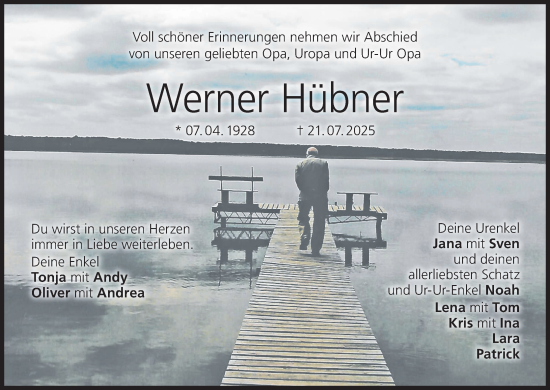 Anzeige von Werner Hübner von MGO