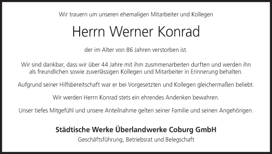 Anzeige von Werner Konrad von MGO