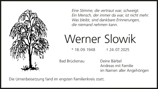 Anzeige von Werner Slowik von MGO