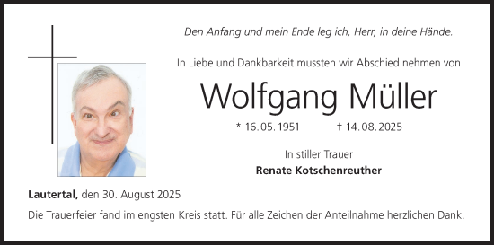 Anzeige von Wolfgang Müller von MGO