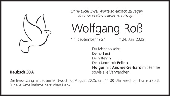 Anzeige von Wolfgang Roß von MGO