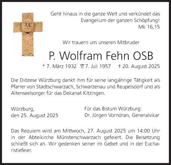Anzeige von Wolfram Fehn von MGO