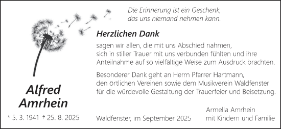 Anzeige von Alfred Amrhein von MGO