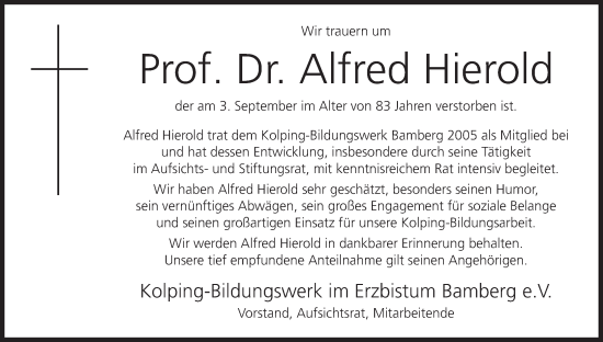 Anzeige von Alfred Hierold von MGO
