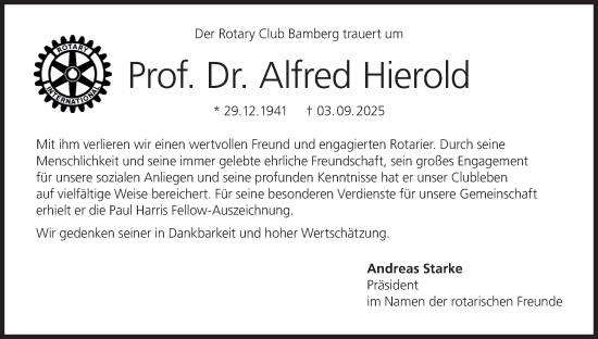 Anzeige von Alfred Hierold von MGO
