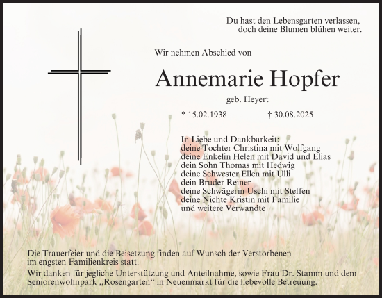 Anzeige von Annemarie Hopfer von MGO
