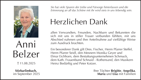 Anzeige von Anni Belzer von MGO