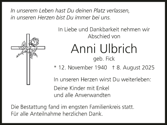 Anzeige von Anni Ulbrich von MGO