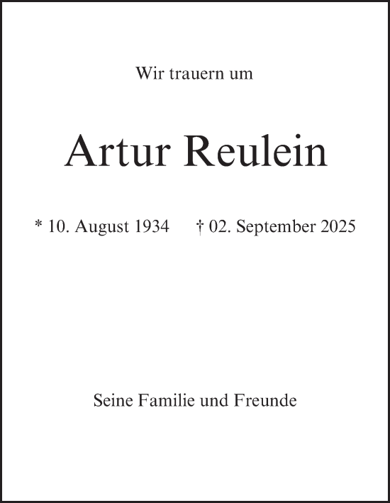 Anzeige von Artur Reulein von MGO