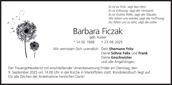 Anzeige von Barbara Ficzak von MGO