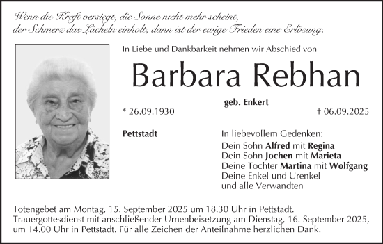 Anzeige von Barbara Rebhan von MGO