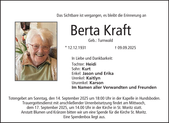 Anzeige von Berta Kraft von MGO