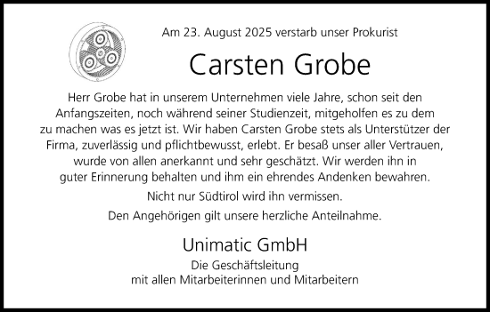 Anzeige von Carsten Grobe von MGO