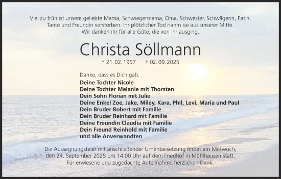Anzeige von Christa Söllmann von MGO