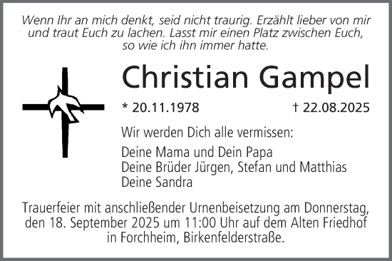 Anzeige von Christian Gampel von MGO