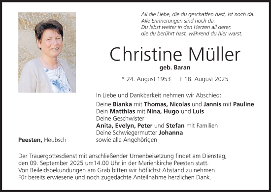 Anzeige von Christine Müller von MGO