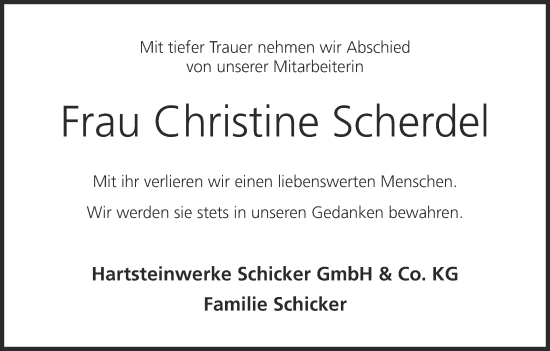 Anzeige von Christine Scherdel von MGO