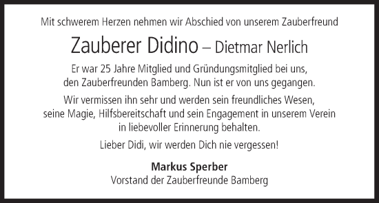 Anzeige von Dietmar Nerlich von MGO