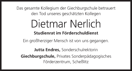 Anzeige von Dietmar Nerlich von MGO