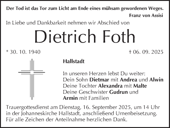 Anzeige von Dietrich Foth von MGO