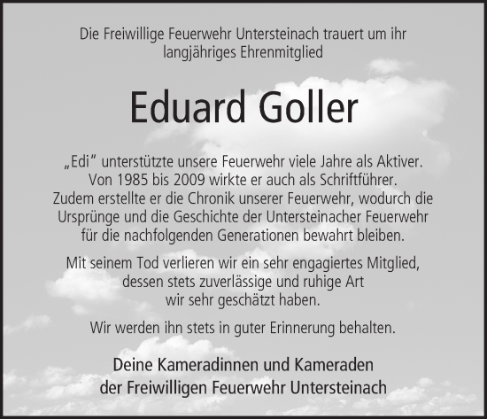 Anzeige von Eduard Goller von MGO
