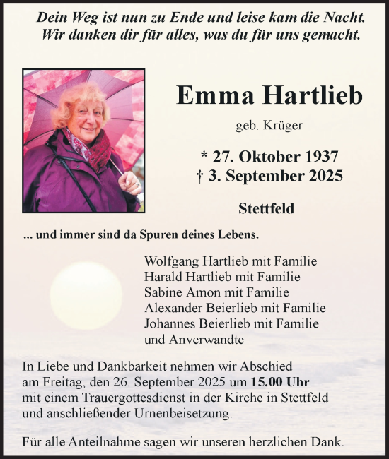 Anzeige von Emma Hartlieb von MGO