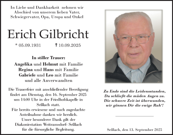 Anzeige von Erich Gilbricht von MGO