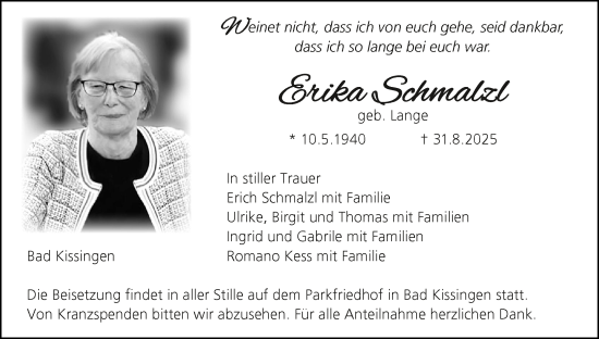 Anzeige von Erika Schmalzl von MGO