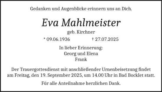 Anzeige von Eva Mahlmeister von MGO