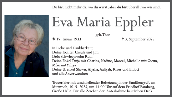 Anzeige von Eva Maria Eppler von MGO