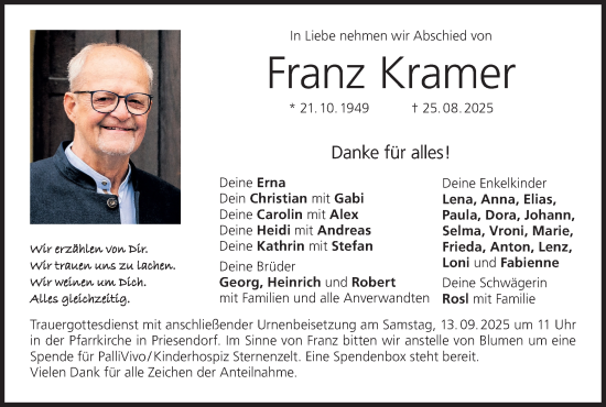 Anzeige von Franz Kramer von MGO