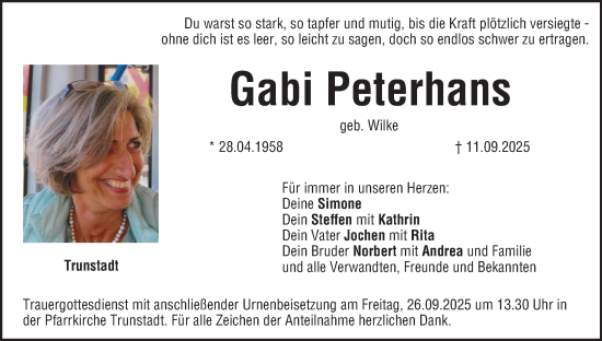 Anzeige von Gabi Peterhans von MGO