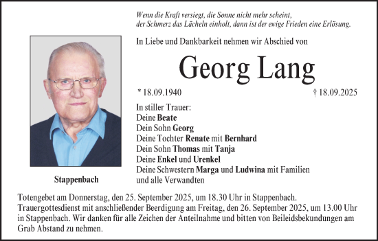 Anzeige von Georg Lang von MGO