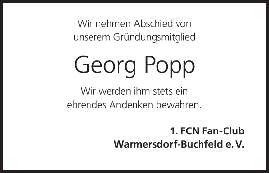 Anzeige von Georg Popp von MGO