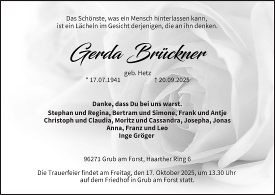 Anzeige von Gerda Brückner von MGO