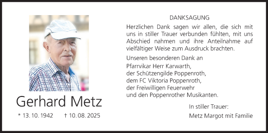 Anzeige von Gerhard Metz von MGO