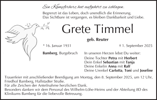 Anzeige von Grete Timmel von MGO