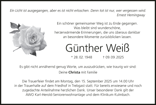 Anzeige von Günther Weiß von MGO