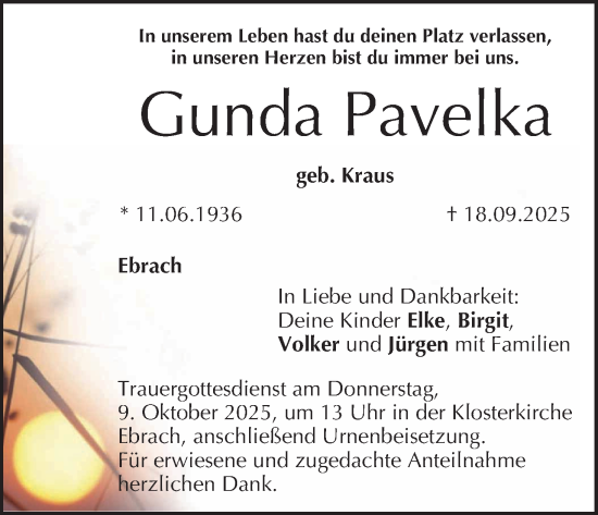 Anzeige von Gunda Pavelka von MGO