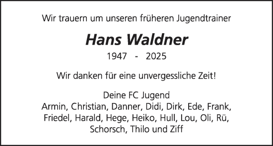 Anzeige von Hans Waldner von MGO