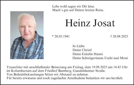 Anzeige von Heinz Josat von MGO
