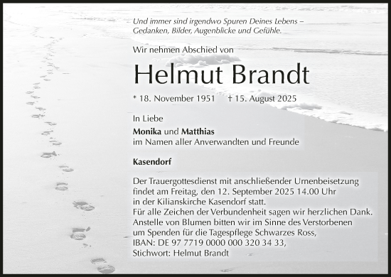 Anzeige von Helmut Brandt von MGO