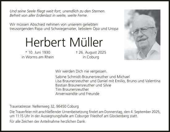 Anzeige von Herbert Müller von MGO