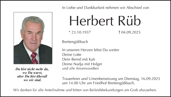 Anzeige von Herbert Rüb von MGO