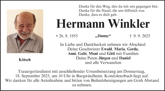 Anzeige von Hermann Winkler von MGO