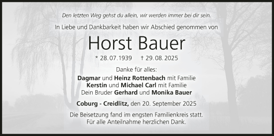 Anzeige von Horst Bauer von MGO